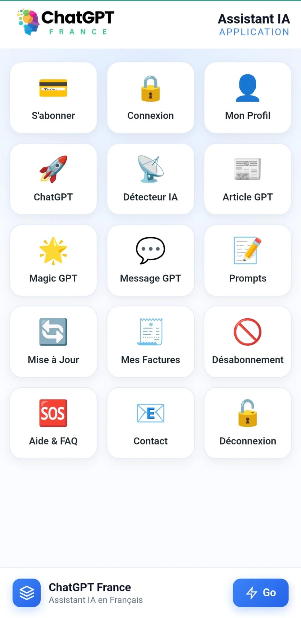 Écran principal ChatGPT France